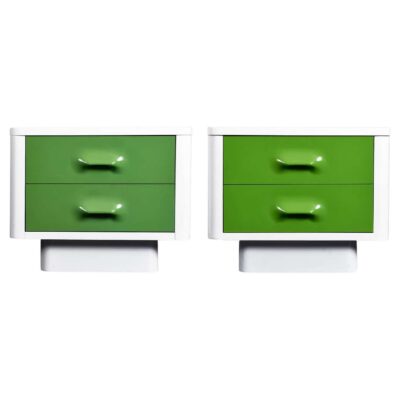 Pair of restored Green Broyhill Premier Nightstands, vintage 1970s