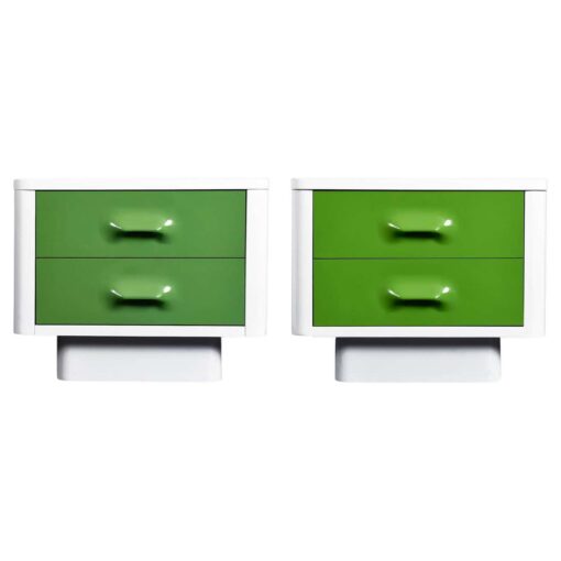 Pair of restored Green Broyhill Premier Nightstands, vintage 1970s