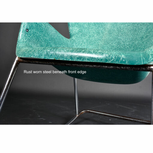 Lawrence Peabody Green Wingback Fiberglass Shell Chair Rocking Chair