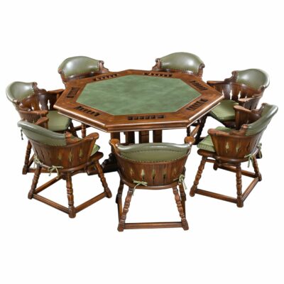 Romweber Viking Oak 7 Person Poker Table Set