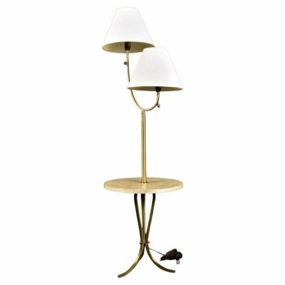 Brass Mid Century Modern Floor Lamp with Table Top