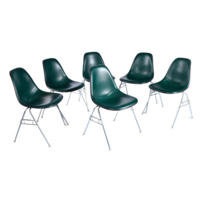 Eames green pad DSS stacking shell chairs