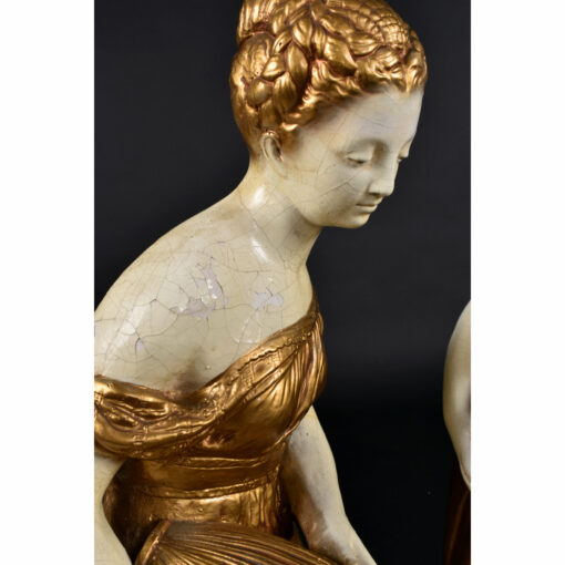 ancient roman woman chalkware lamp