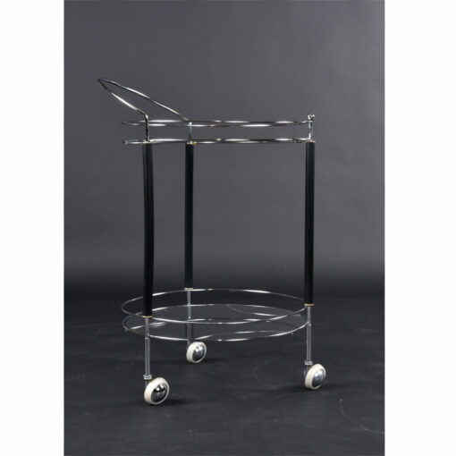 Round chrome black and glass cart