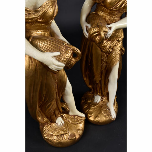 gold female chalkware lamps
