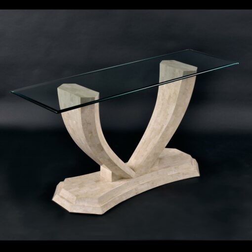 Tessellated stone console table by Maitland Smith