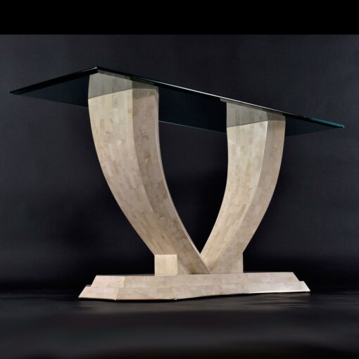 Wishbone shaped Tessellated stone console table