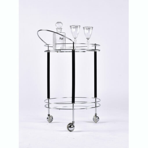 Round chrome bar cart