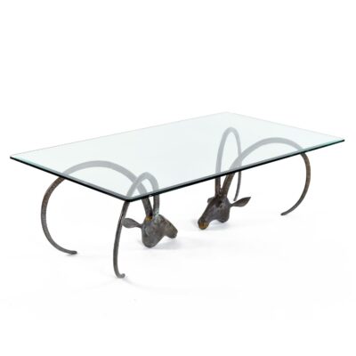 Alain Chervet brass ibex head coffee table bases