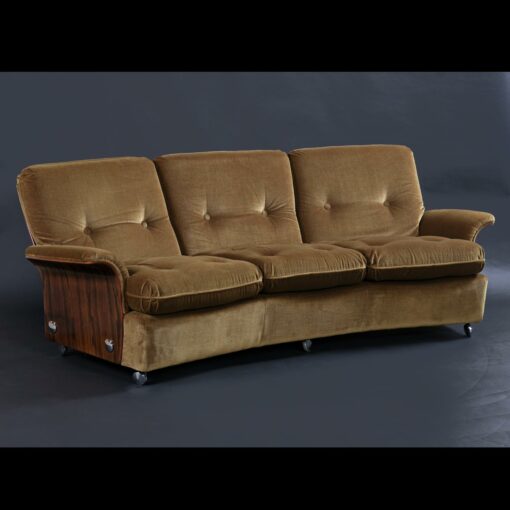 G-Plan velvet and rosewood sofa