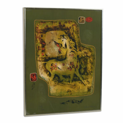Hoi Lebandang yellow horse on green background lithograph