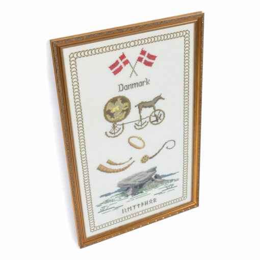 framed danish needlepoint textile art