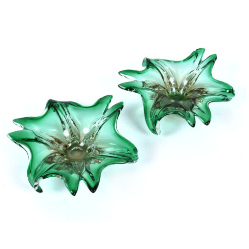 green Murano glass dishes