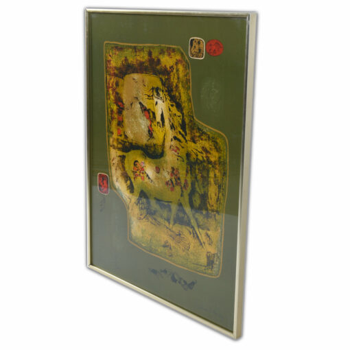 Gold frame Hoi Lebadang horse lithograph