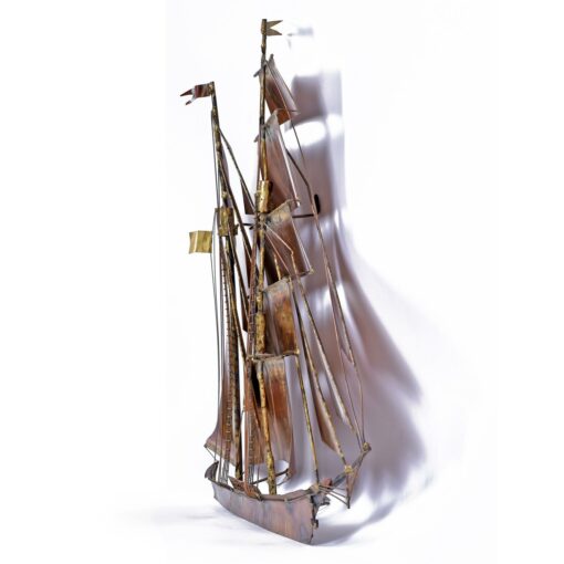 1971 metal wall sculpture boat by Curtis Jere