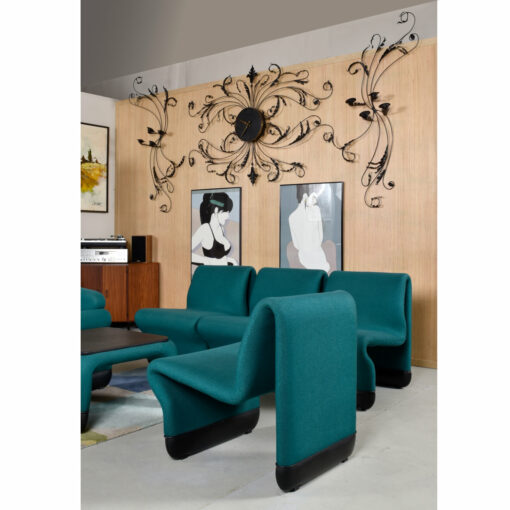 Black metal wall clock tole with sconces