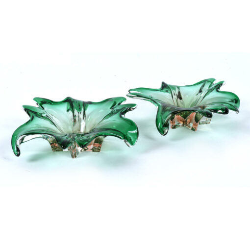 pink emerald green Murano glass dish