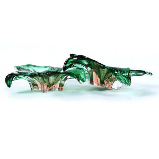 pink green murano glass dish