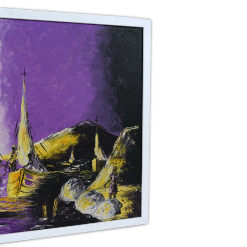 purple yellow mid-century painting