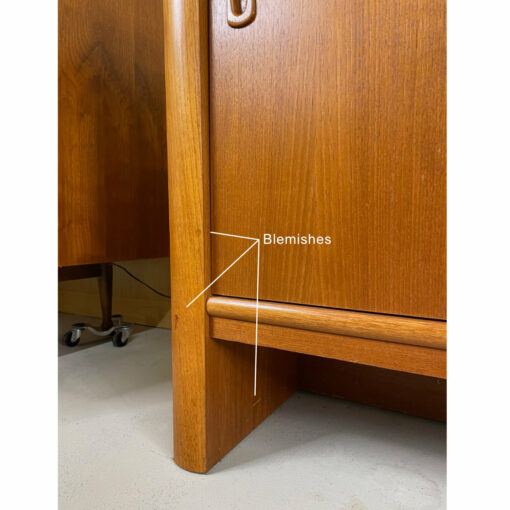 Blemishes on leg of Danish teak credenza