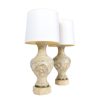 Asian Chalkware lamps vintage 1960s