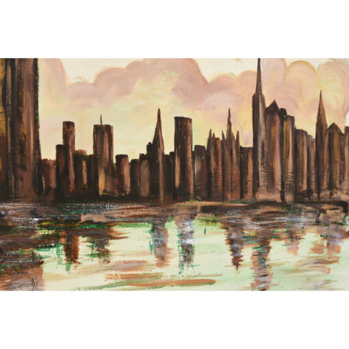 brown skyline mid century modern green