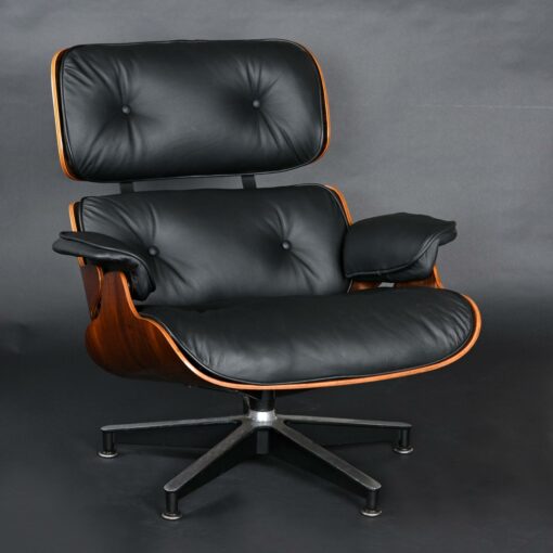 eames recliner black leather and rosewood