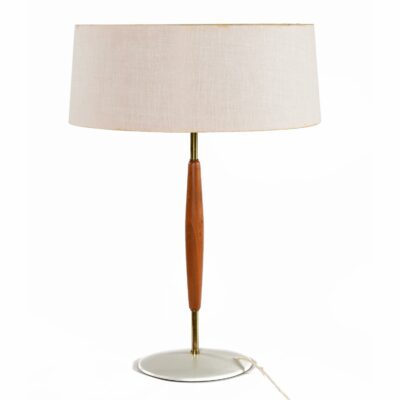 Lightolier table lamp with wood and brass