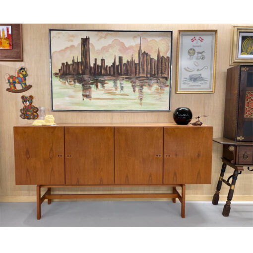 Lee Reynolds style mid-century modern cityscape painting