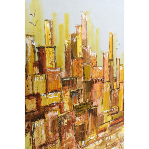 mid century orange yellow cityscape
