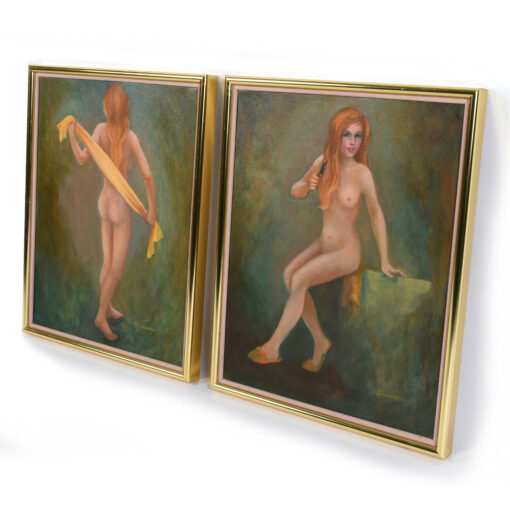 Pair of female figural portrait paintings