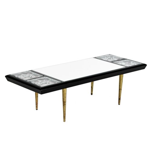 Black lacqure mid-century modern coffee table with white top
