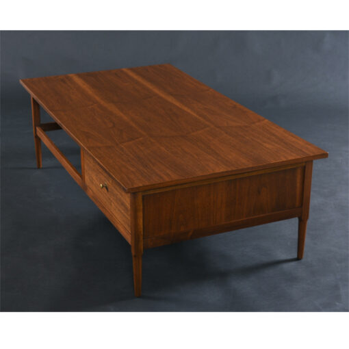 Nemschoff rectangular walnut coffee table drawer