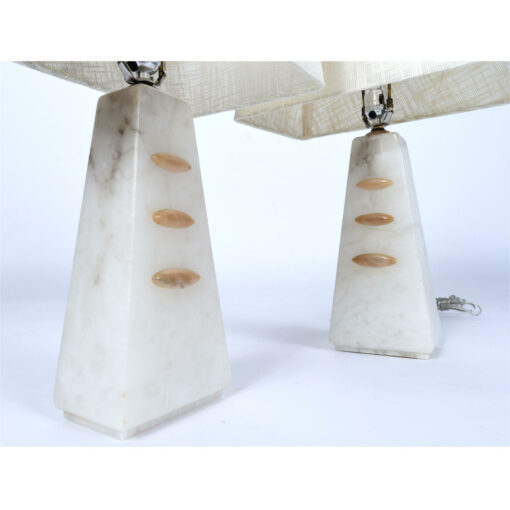 Pair of alabaster stone lamps