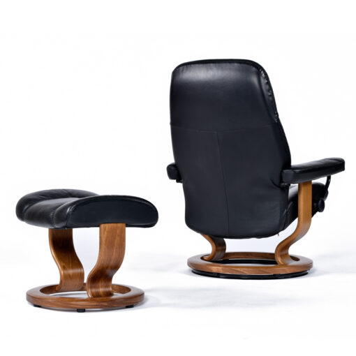 Back view of Ekornes Stressless Consul chair with ottoman