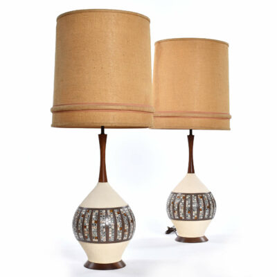 Large Quartite Lamp Corp Mid-Century Modern Lamps with tile and walnut
