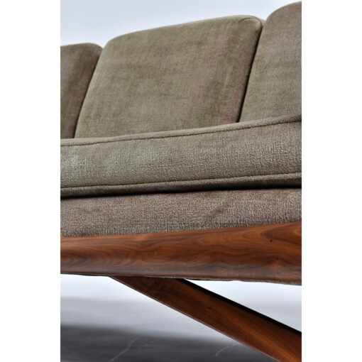 Walnut wood trim Mid-Century Modern sofa