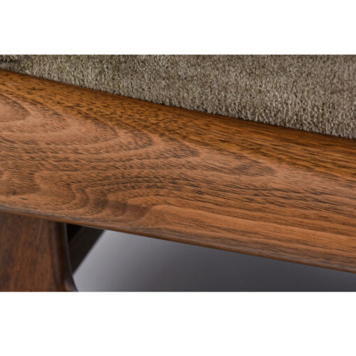 walnut wood trim on Adrian Pearsall style sofa