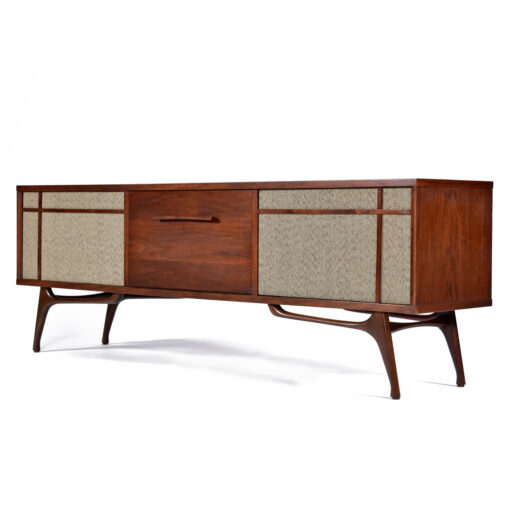 Lower portion of two-piece vintage record stereo cabinet