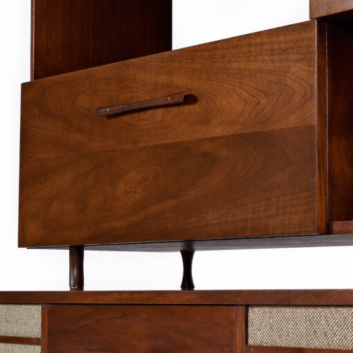 Drop down dry bar inside Mid-Century Modern record player stereo