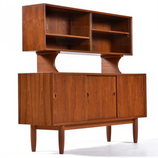 Two-piece Danish teak hutch and credenza