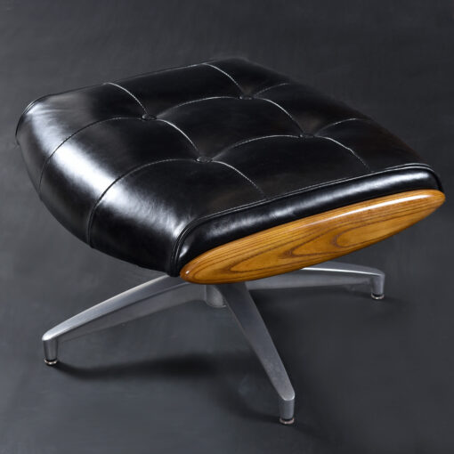Heywood Wakefield black and wood ottoman