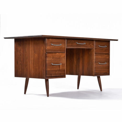 Mid-Century Modern solid walnut desk with file drawers