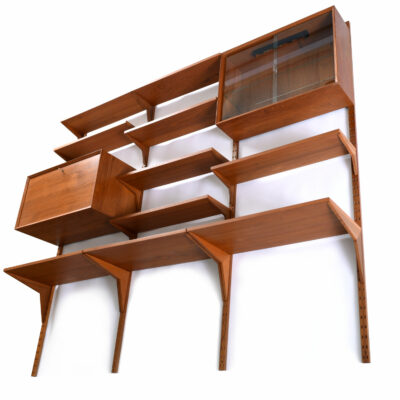 Poul Cadovius Royal System Danish teak wall mounted shelving system
