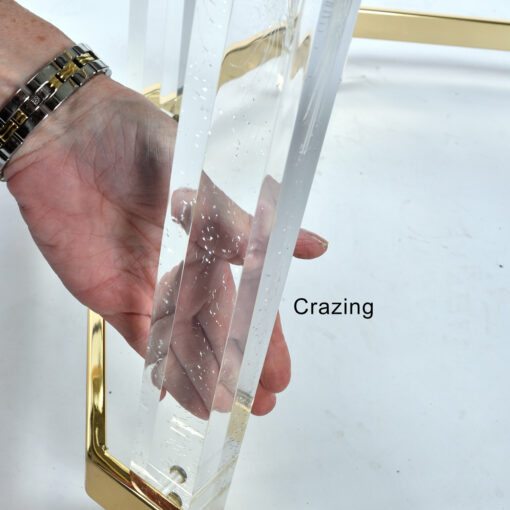 Crazing on acrylic leg