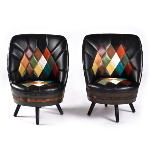Pair of vintage Whiskey barrel chairs by Brothers Furniture Kentucky