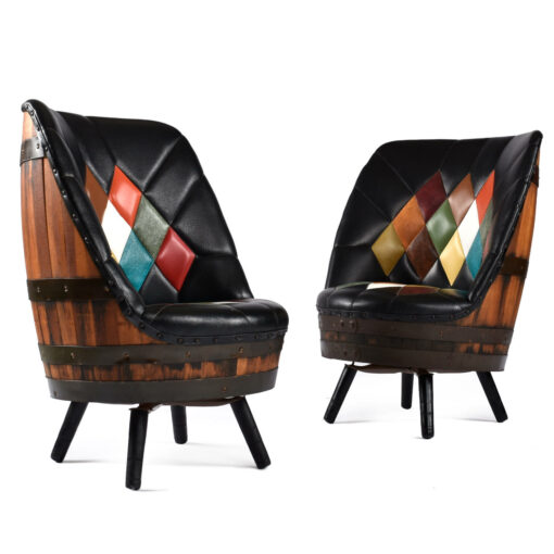 Pair of Brothers Furniture retro whiskey barrel chairs