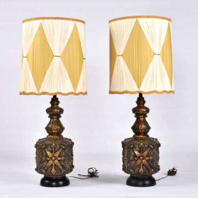 Vintage 1960s or 1970s Brutalist table lamps