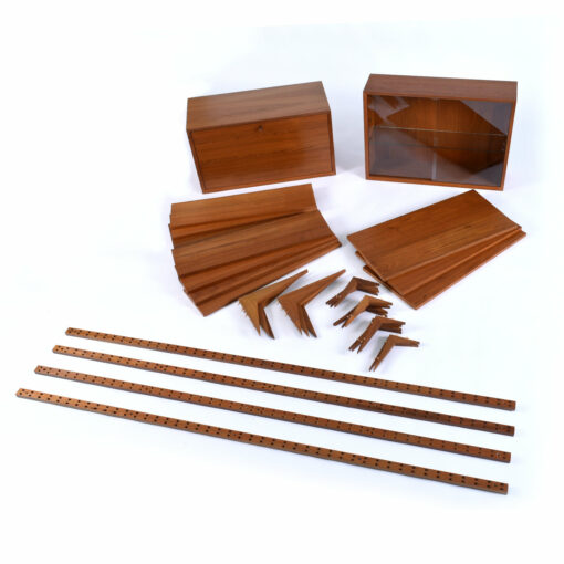 Pieces included with CADO Danish teak wall mounted shelf system