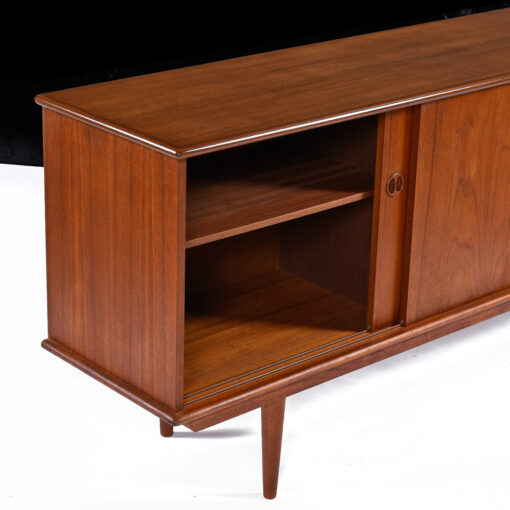 Danish teak credenza cabinet interior